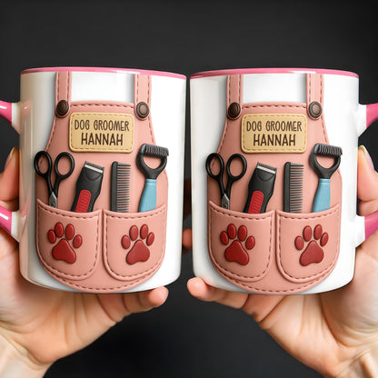 Custom Mug With Dog Grooming Tools Design - Personalized Custom Accent Mug - DOG063_AMUG