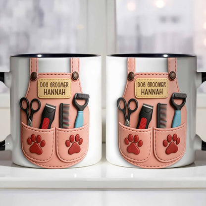 Custom Mug With Dog Grooming Tools Design - Personalized Custom Accent Mug - DOG063_AMUG