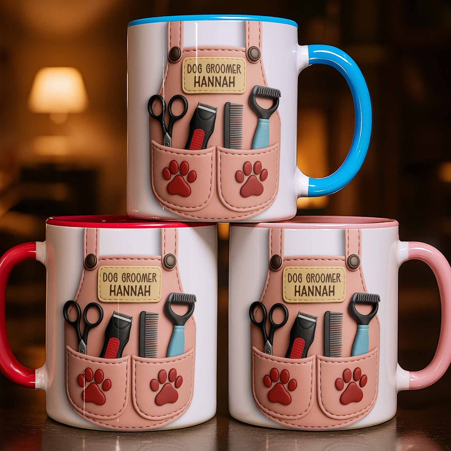 Custom Mug With Dog Grooming Tools Design - Personalized Custom Accent Mug - DOG063_AMUG