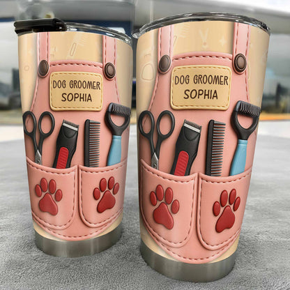 Personalized Dog Groomer Tumbler With Scissors And Combs