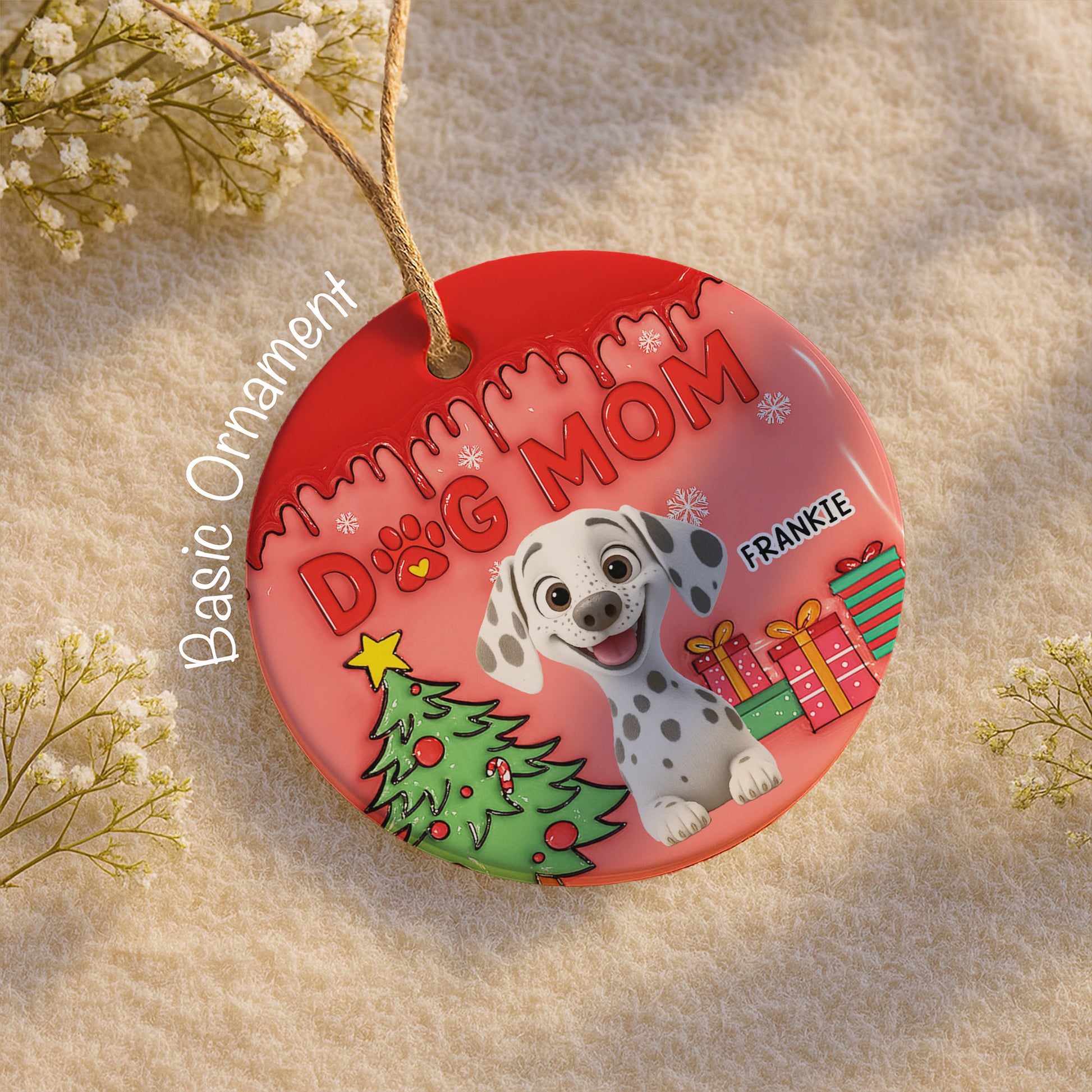 Dog Mom With Cute Puppy and Christmas Gifts