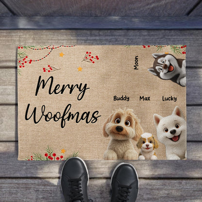 Merry Woofmas With Dogs, Stars, And Berries