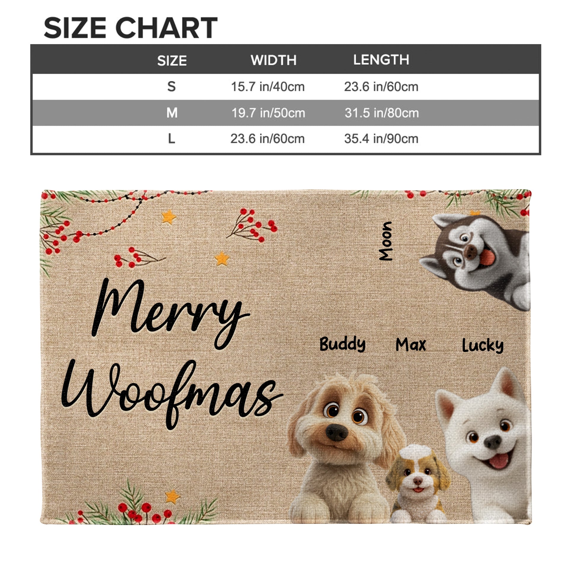 Merry Woofmas With Dogs, Stars, And Berries