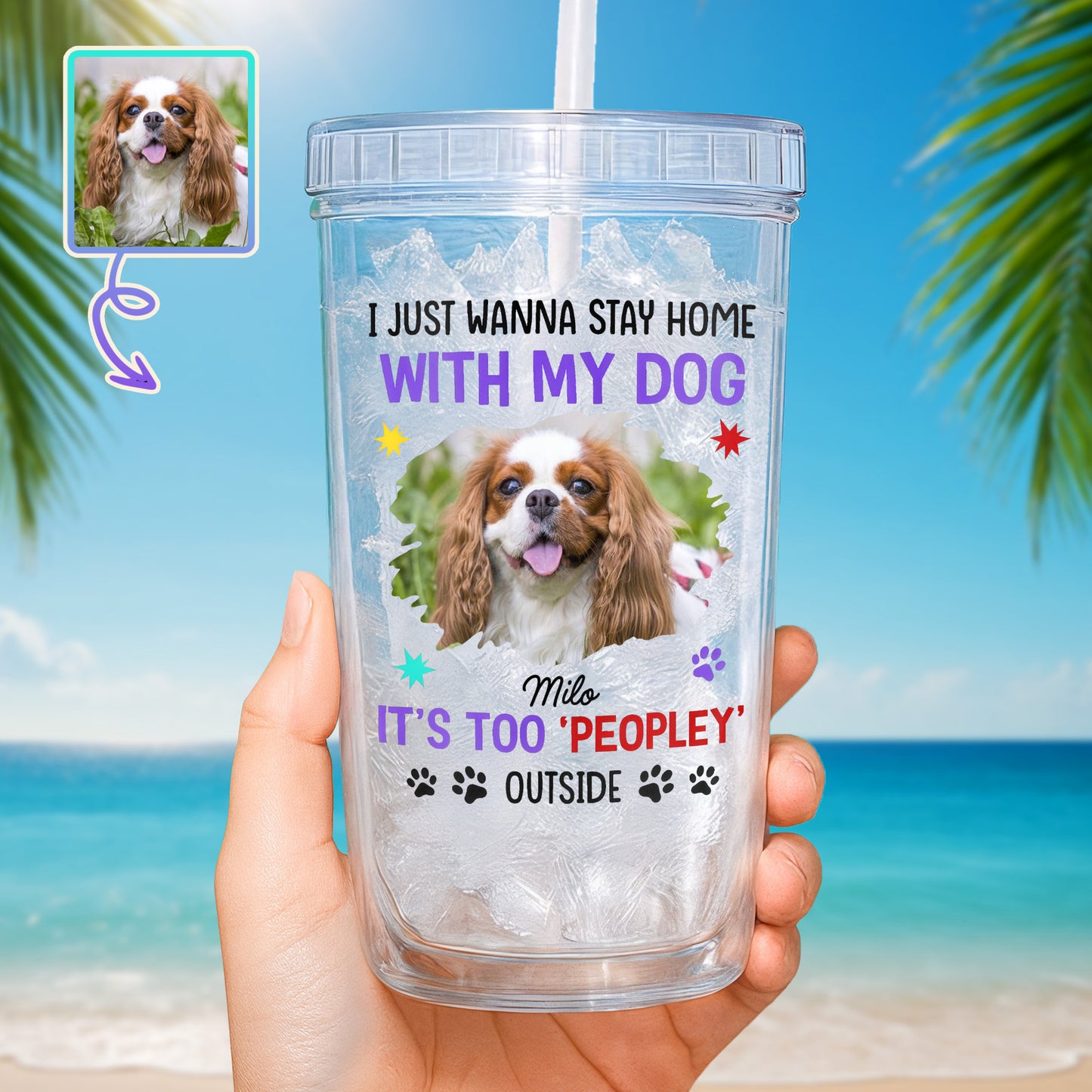 I Just Wanna Stay Home, Dog And Paw Prints Design