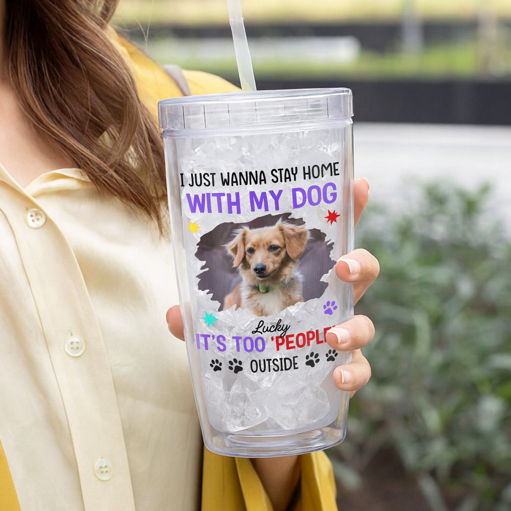 I Just Wanna Stay Home, Dog And Paw Prints Design