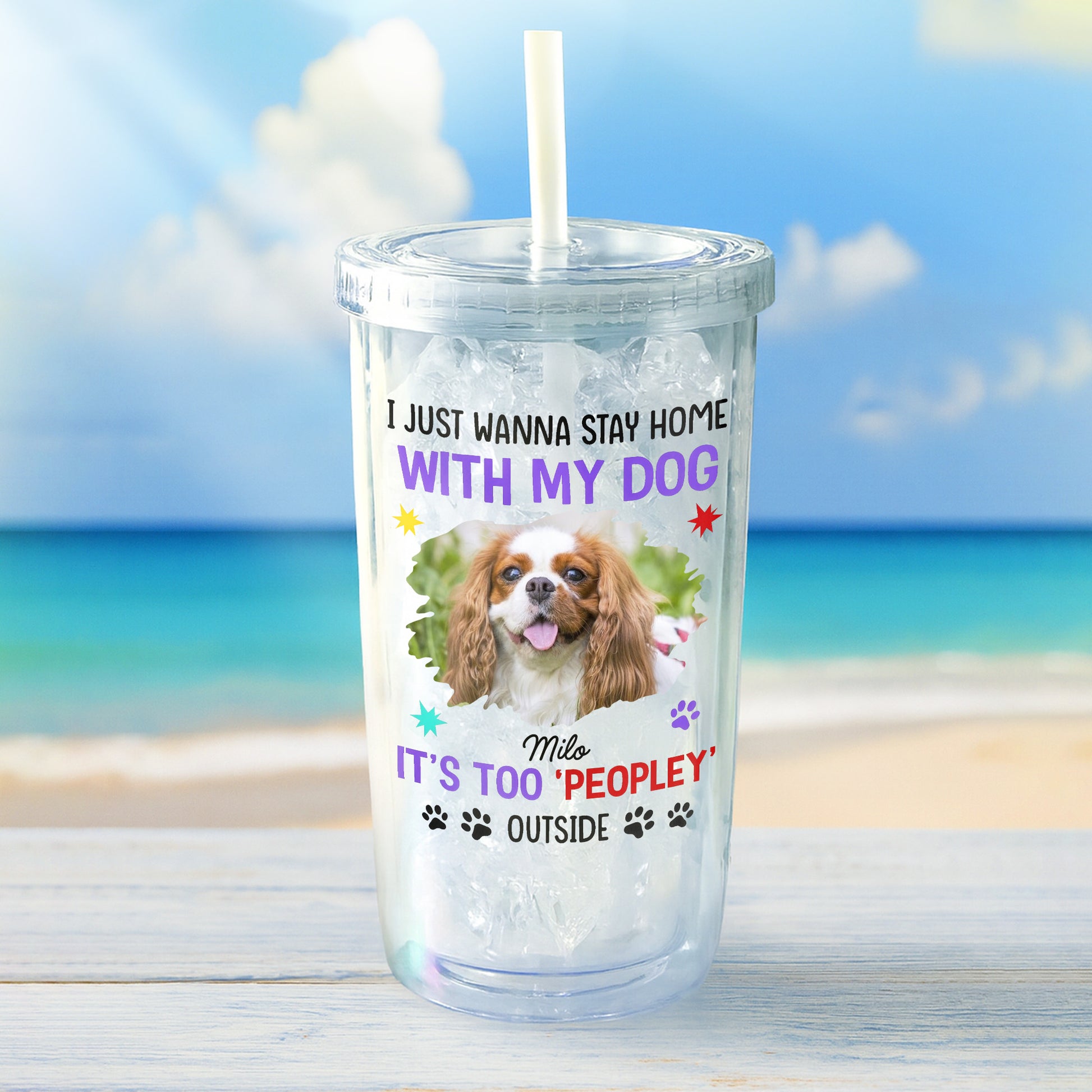 I Just Wanna Stay Home, Dog And Paw Prints Design