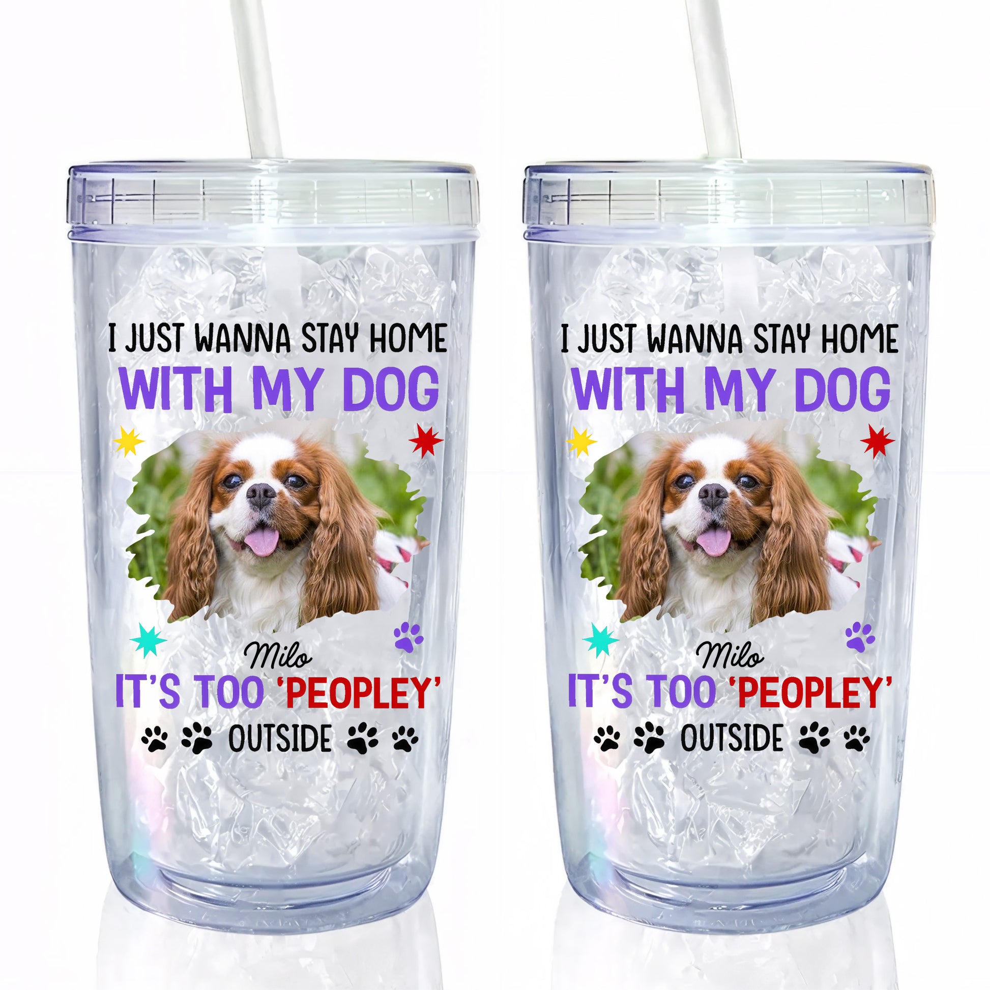 I Just Wanna Stay Home, Dog And Paw Prints Design