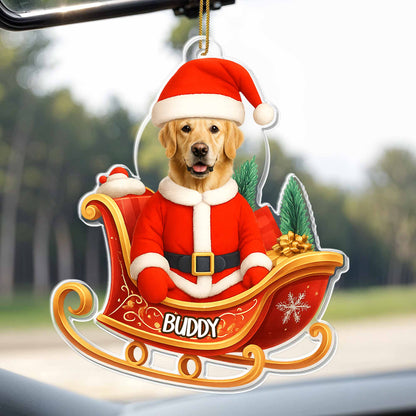 Santa Dog In Sleigh Christmas Ornament