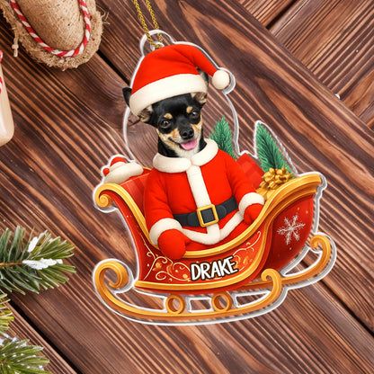 Santa Dog In Sleigh Christmas Ornament