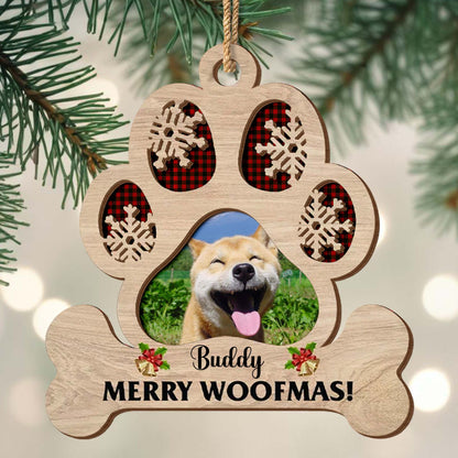 Merry Woofmas With Dog Paws And Snowflakes