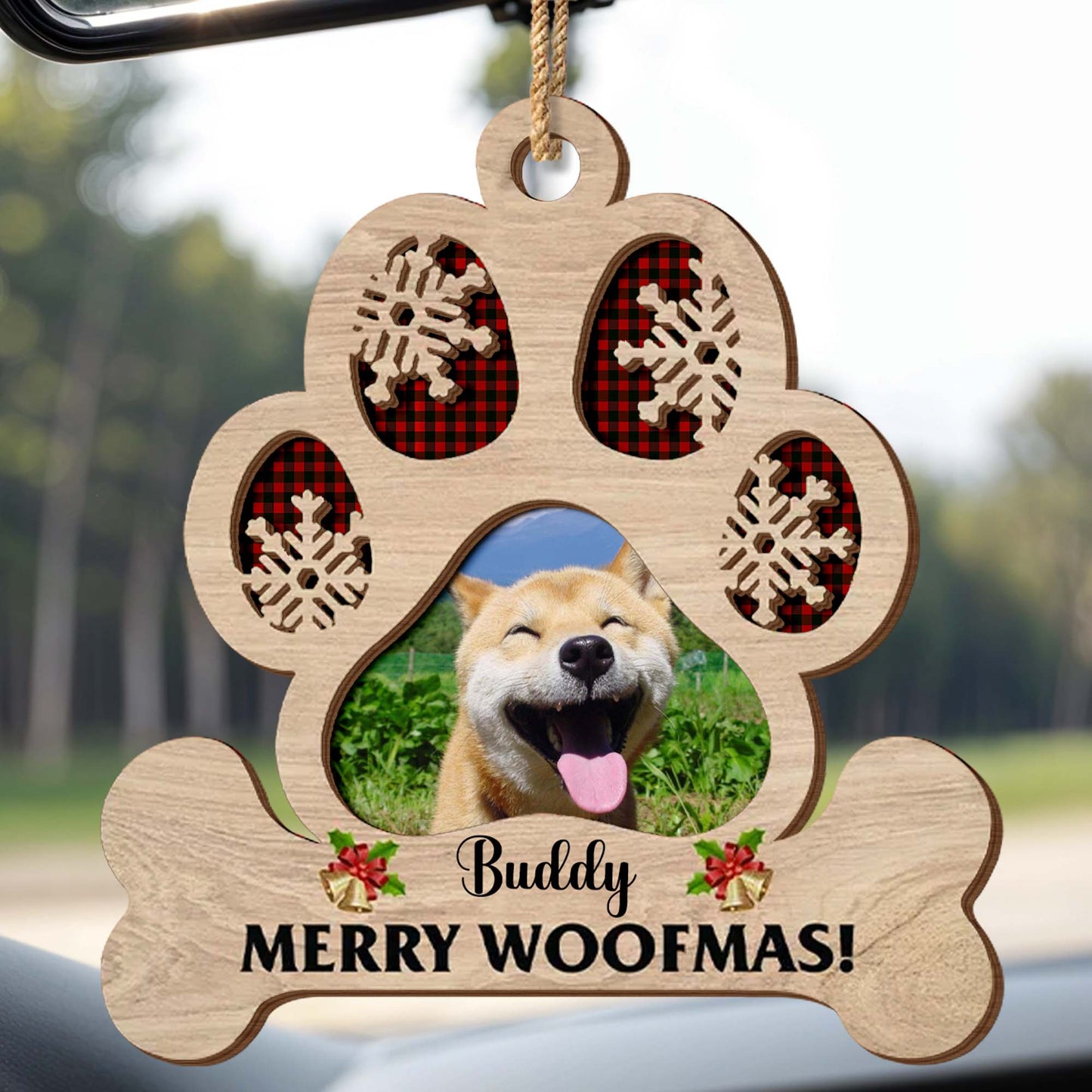 Merry Woofmas With Dog Paws And Snowflakes