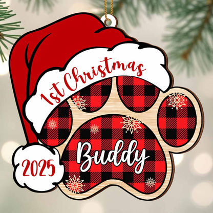 1st Christmas Buddy With Plaid Paws and Hat