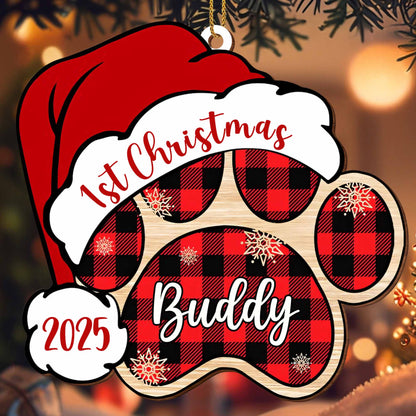 1st Christmas Buddy With Plaid Paws and Hat