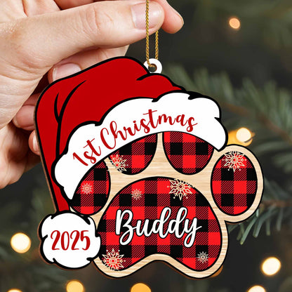1st Christmas Buddy With Plaid Paws and Hat