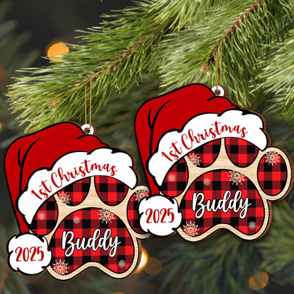 1st Christmas Buddy With Plaid Paws and Hat
