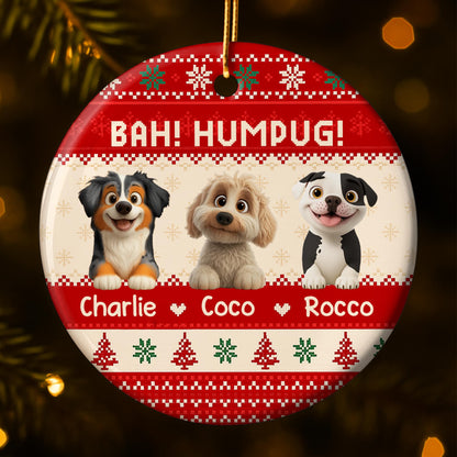 Bah Humpug With Dogs, Christmas Trees And Snowflakes