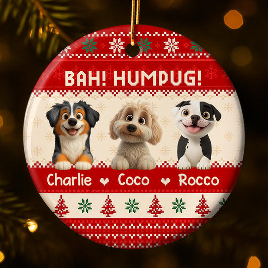 Bah Humpug With Dogs, Christmas Trees And Snowflakes