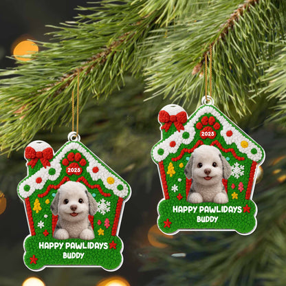 Happy Pawlidays Buddy, Dog With Christmas Decorations