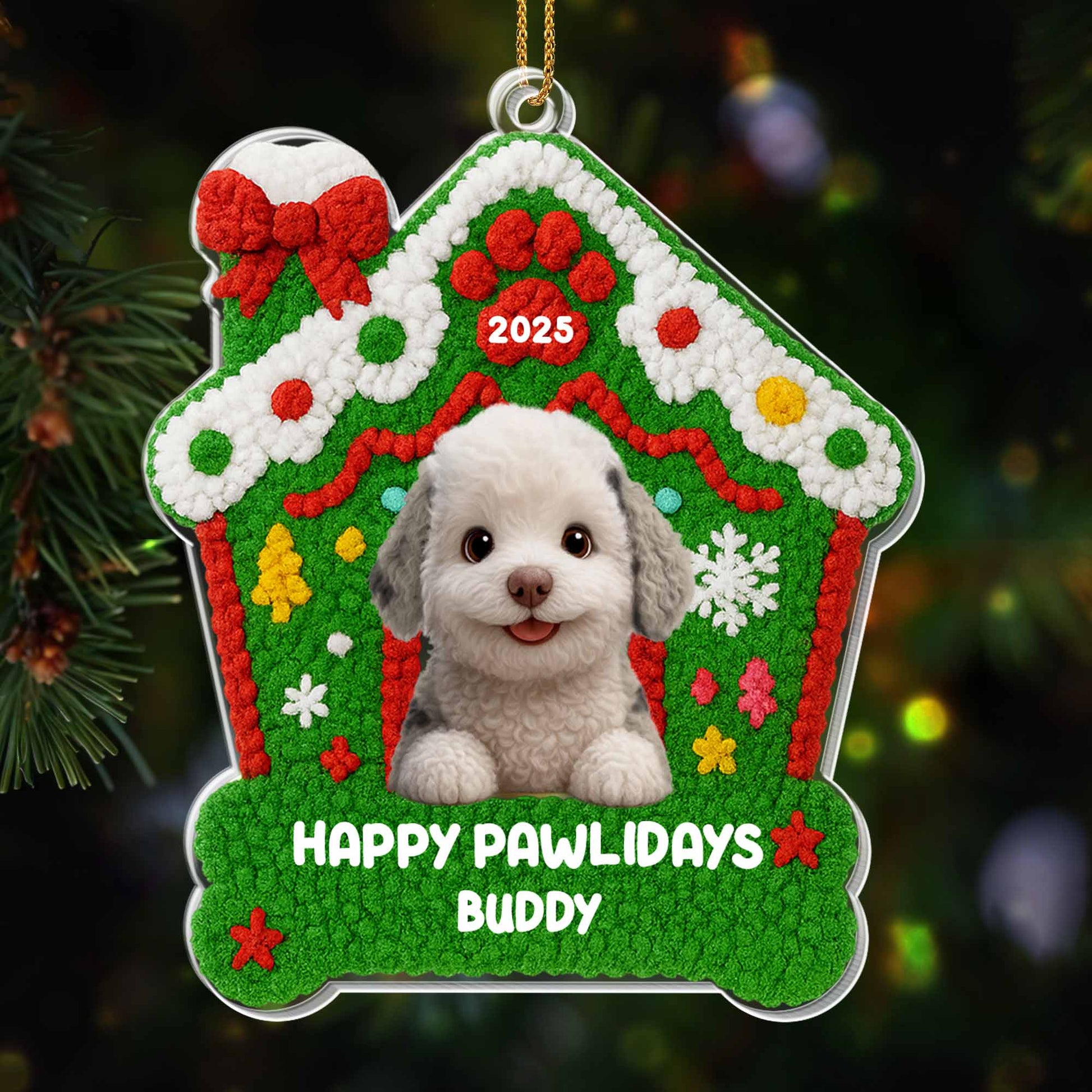 Happy Pawlidays Buddy, Dog With Christmas Decorations