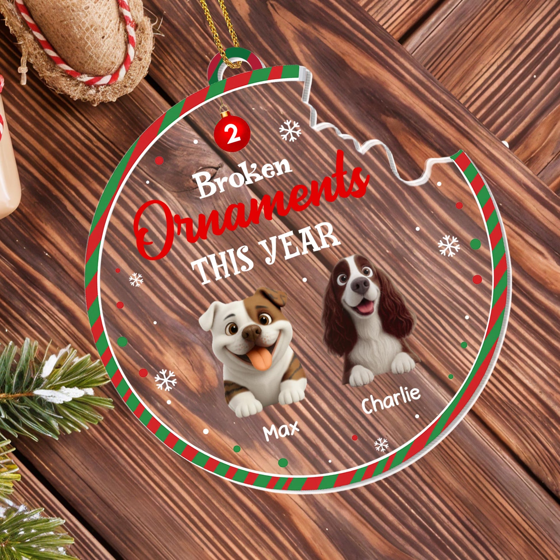 1 Broken Ornament This Year With Dogs