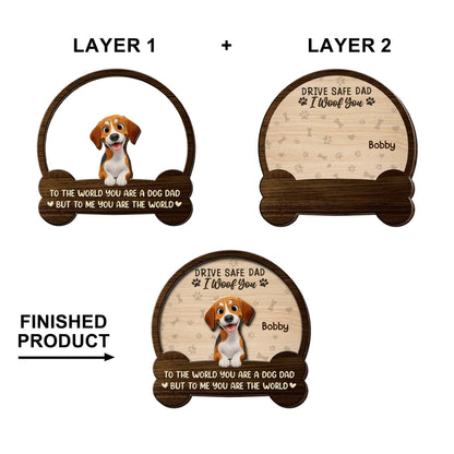 Drive Safe Dad I Woof You, Gift With Dog And Paw Prints - Personalized Custom Shaped Car Visor Clip - DOG130_VIS