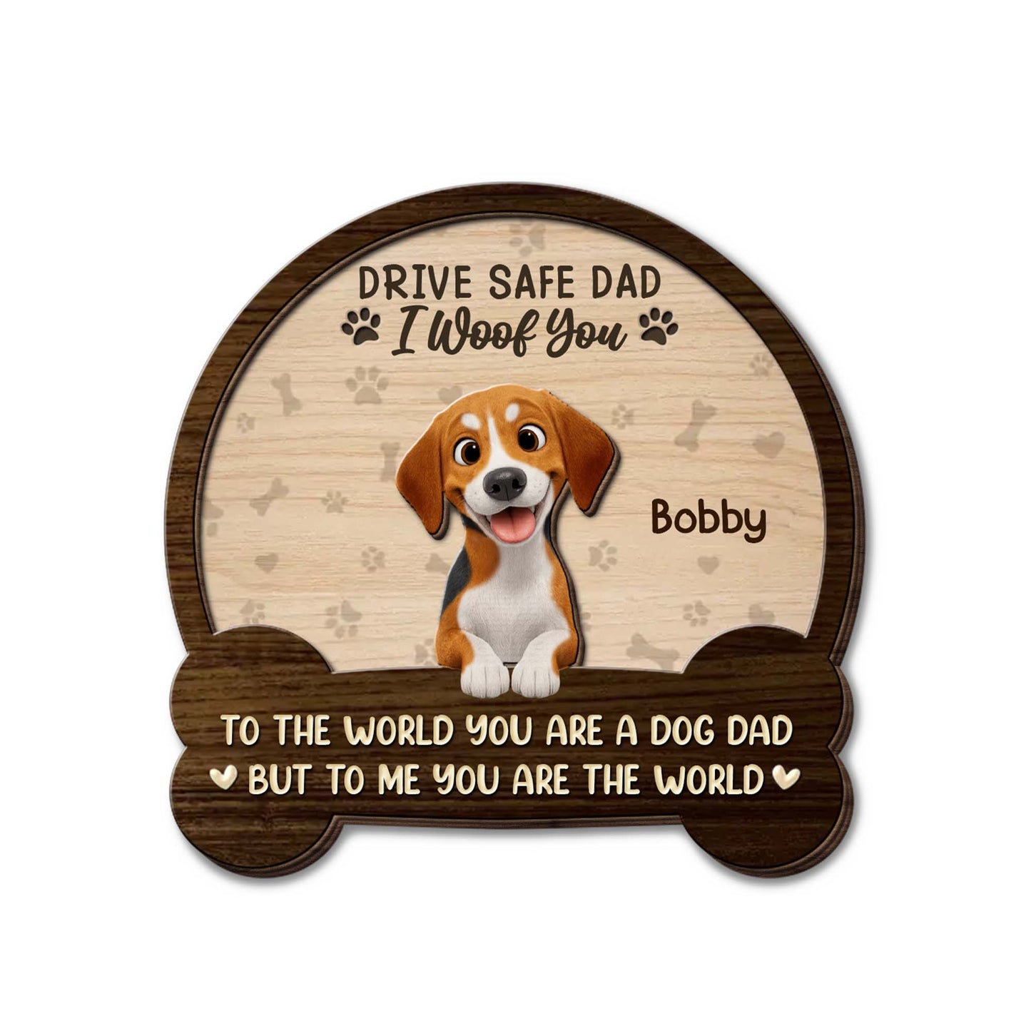Drive Safe Dad I Woof You, Gift With Dog And Paw Prints - Personalized Custom Shaped Car Visor Clip - DOG130_VIS