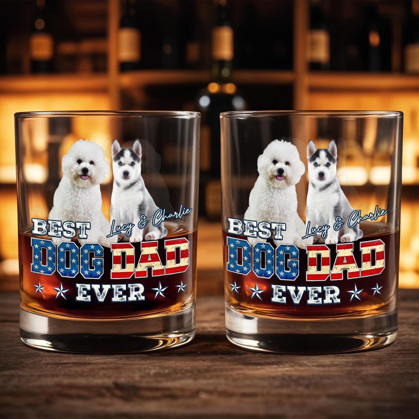 Best Dog Dad Ever With American Flag Dogs