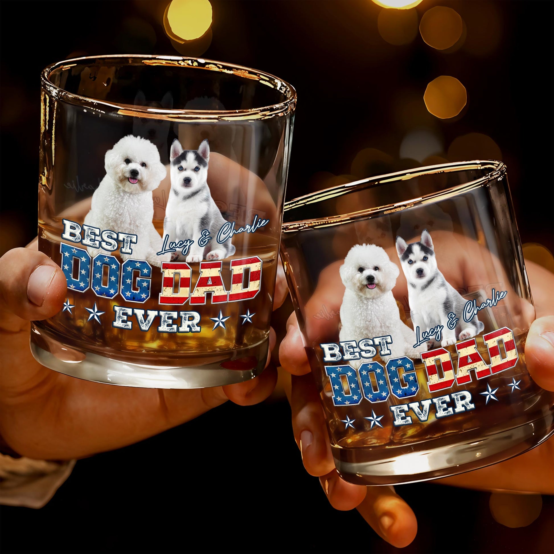 Best Dog Dad Ever With American Flag Dogs