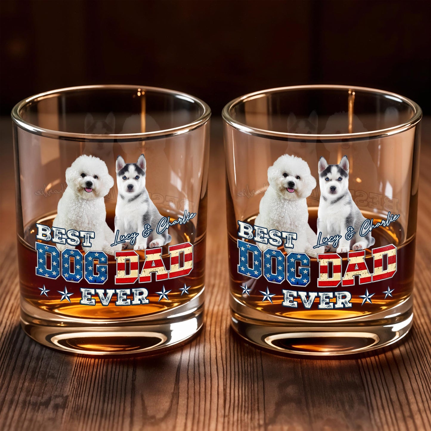 Best Dog Dad Ever With American Flag Dogs