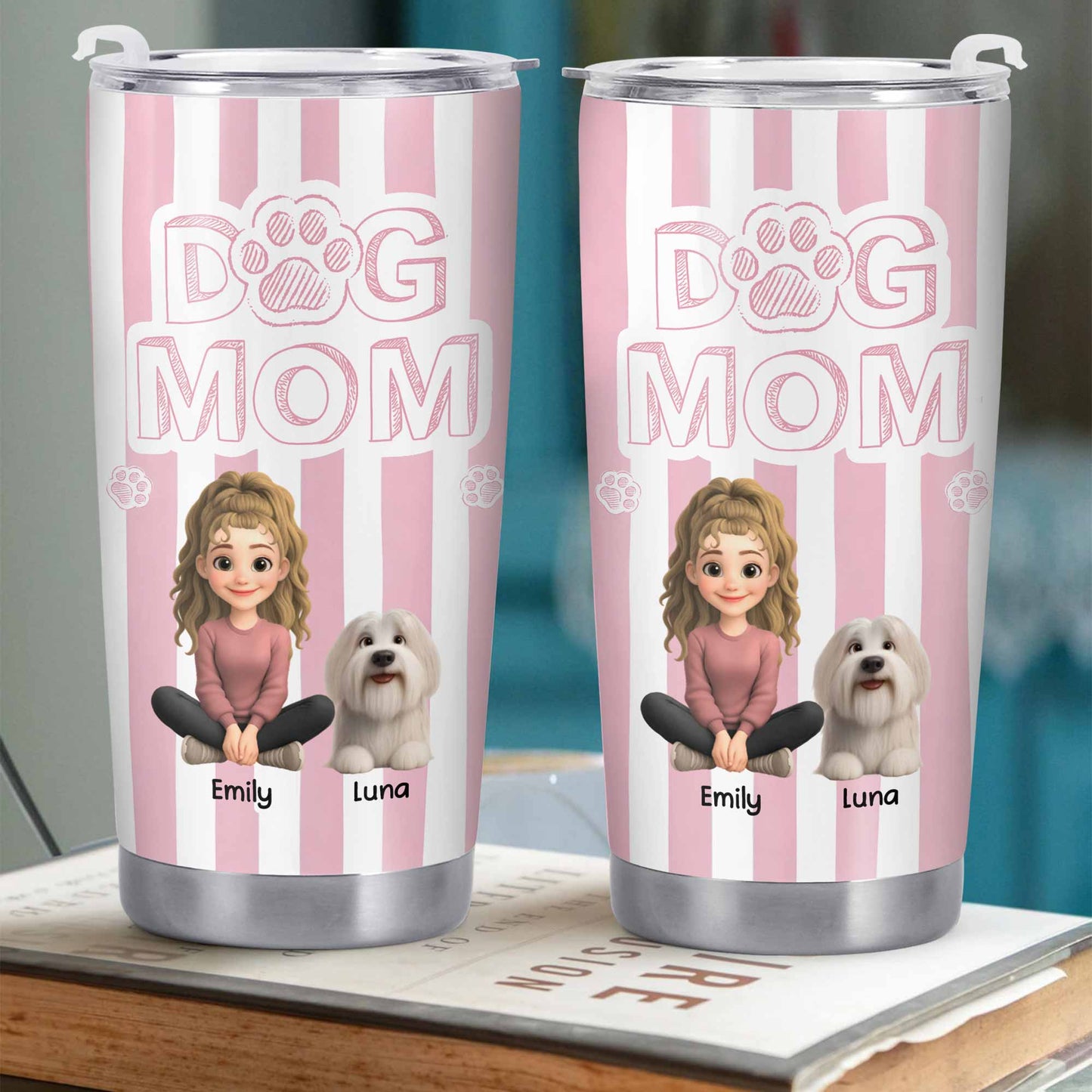 Dog Mom With Cute Stripes And Paw Design