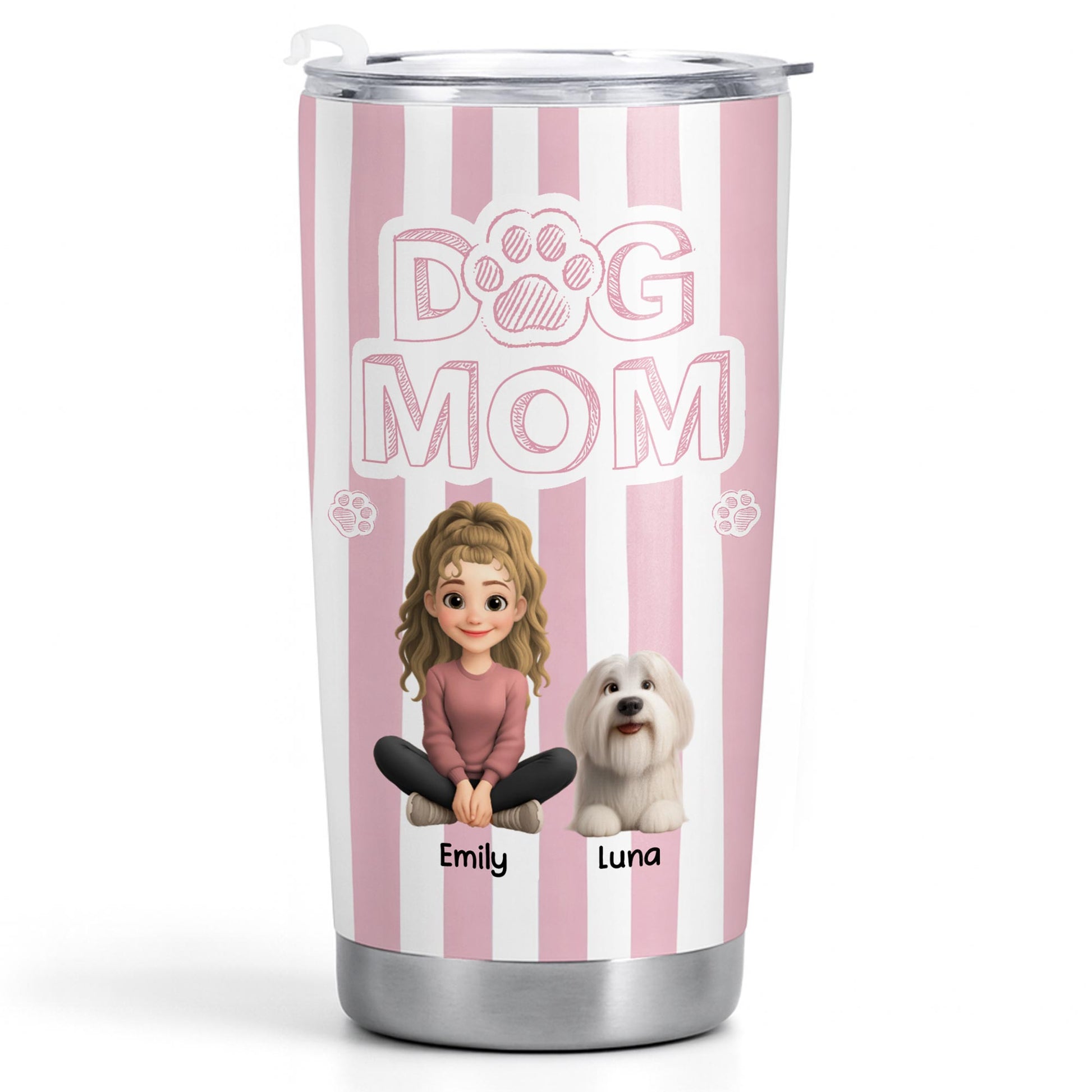 Dog Mom With Cute Stripes And Paw Design