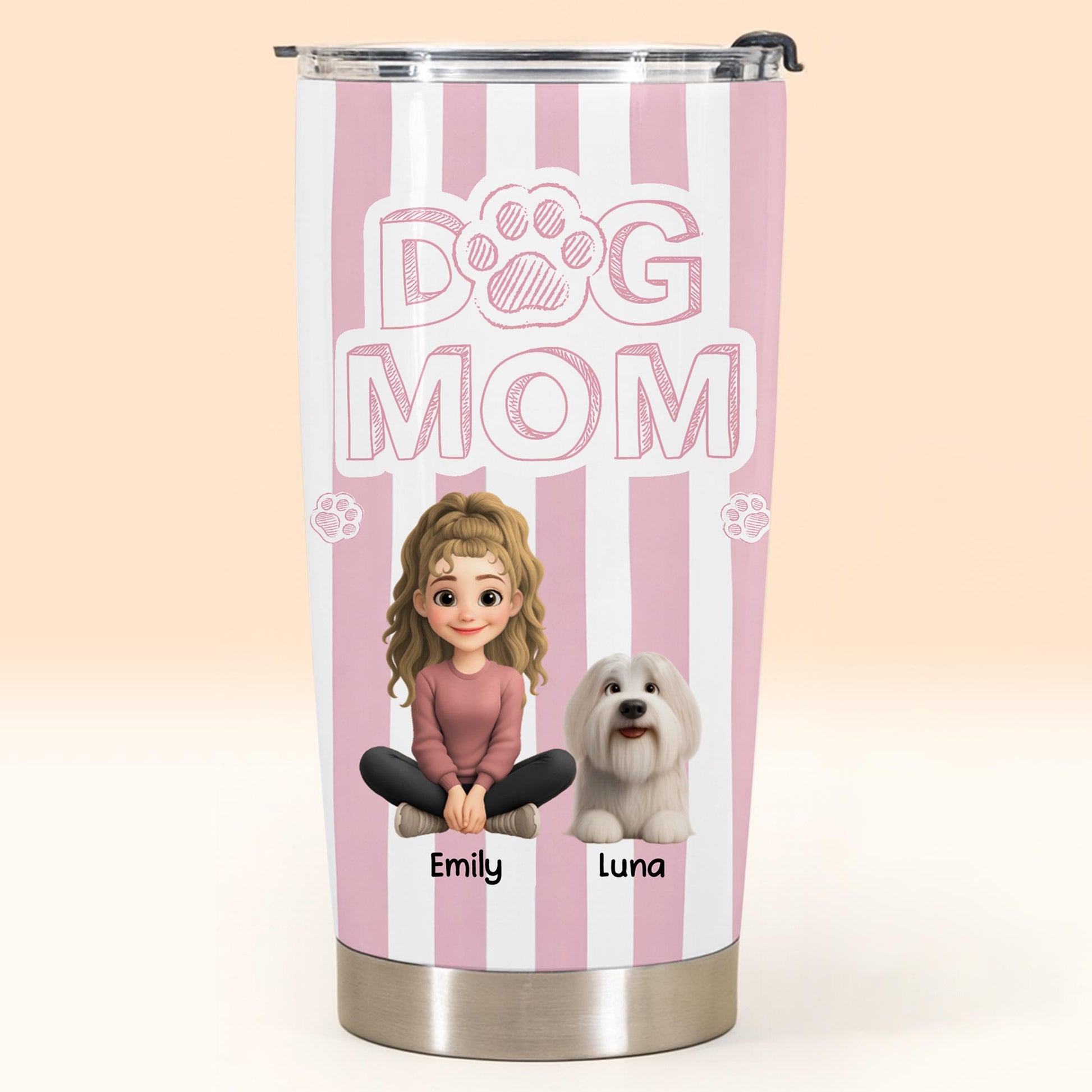 Dog Mom With Cute Stripes And Paw Design