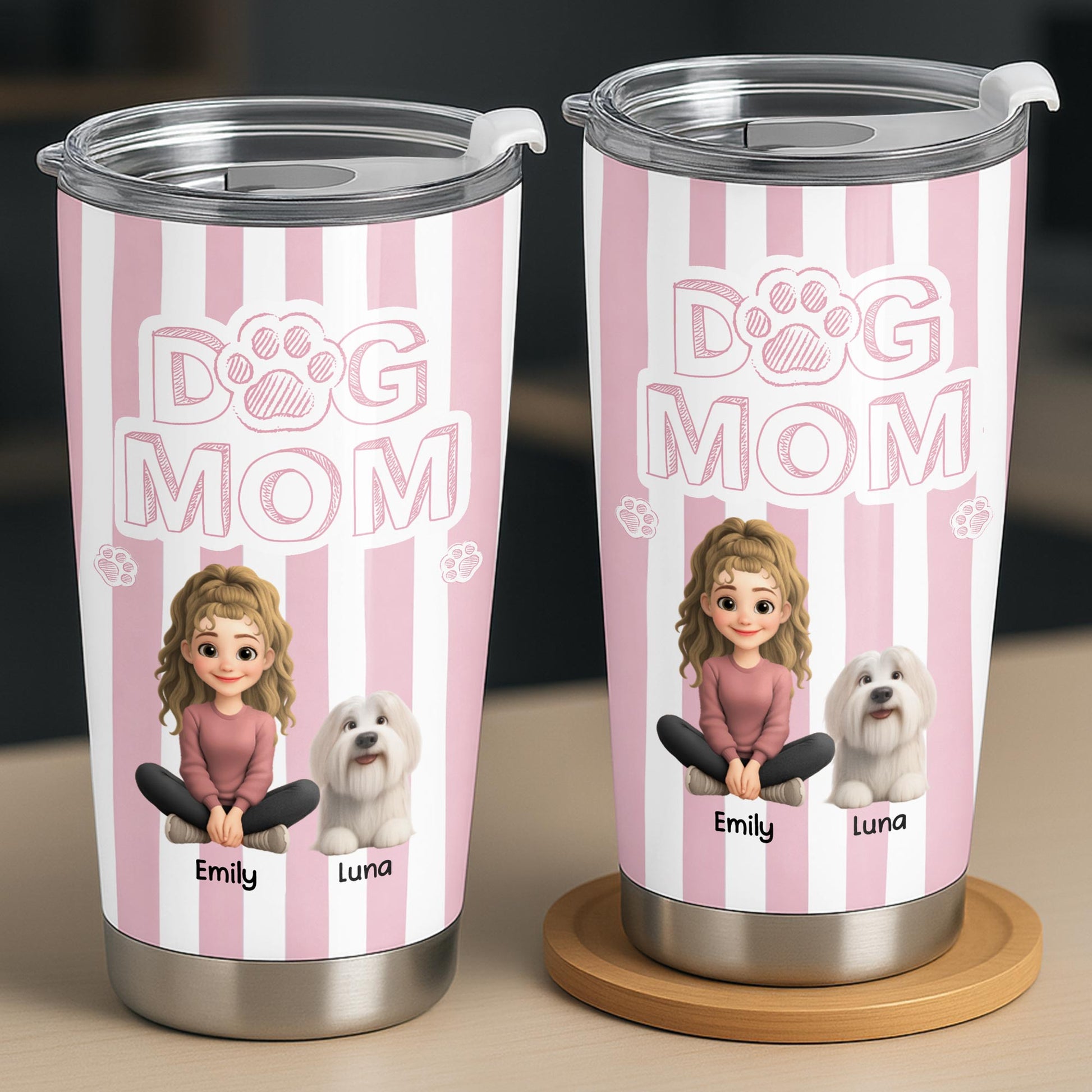 Dog Mom With Cute Stripes And Paw Design