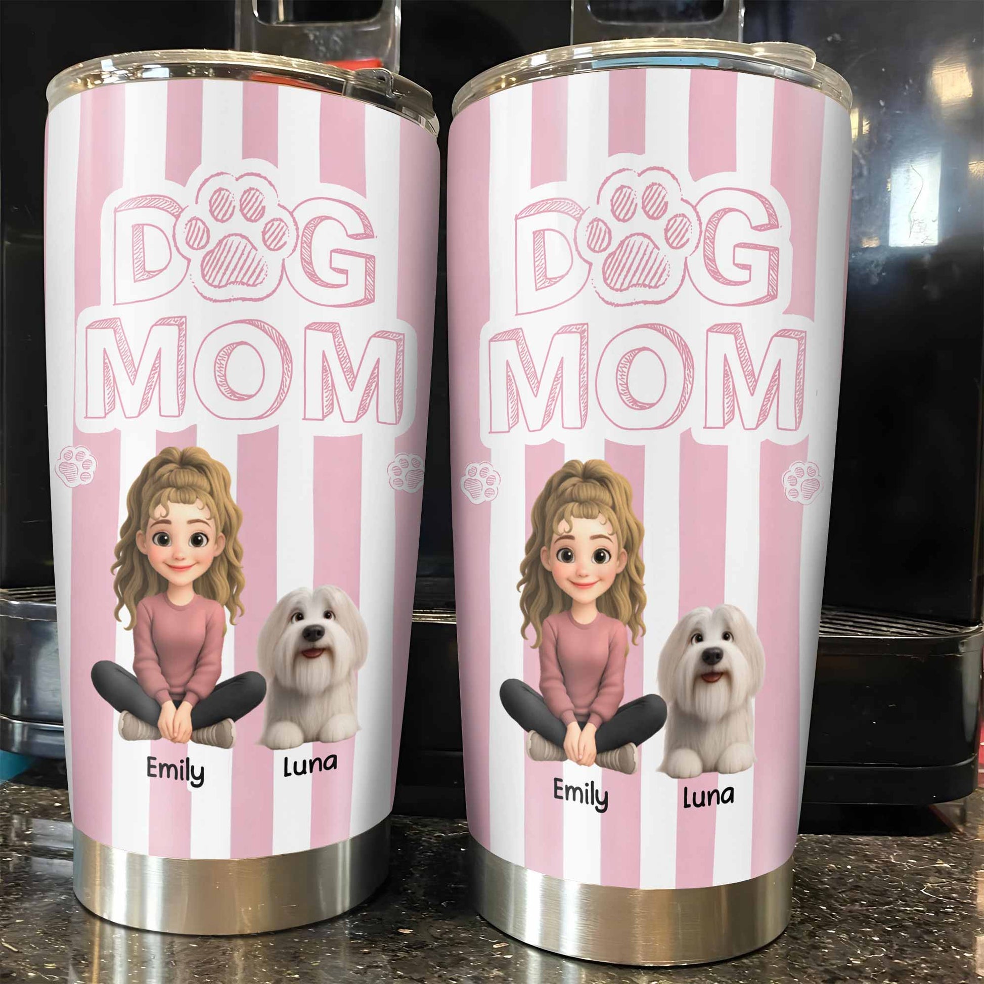 Dog Mom With Cute Stripes And Paw Design