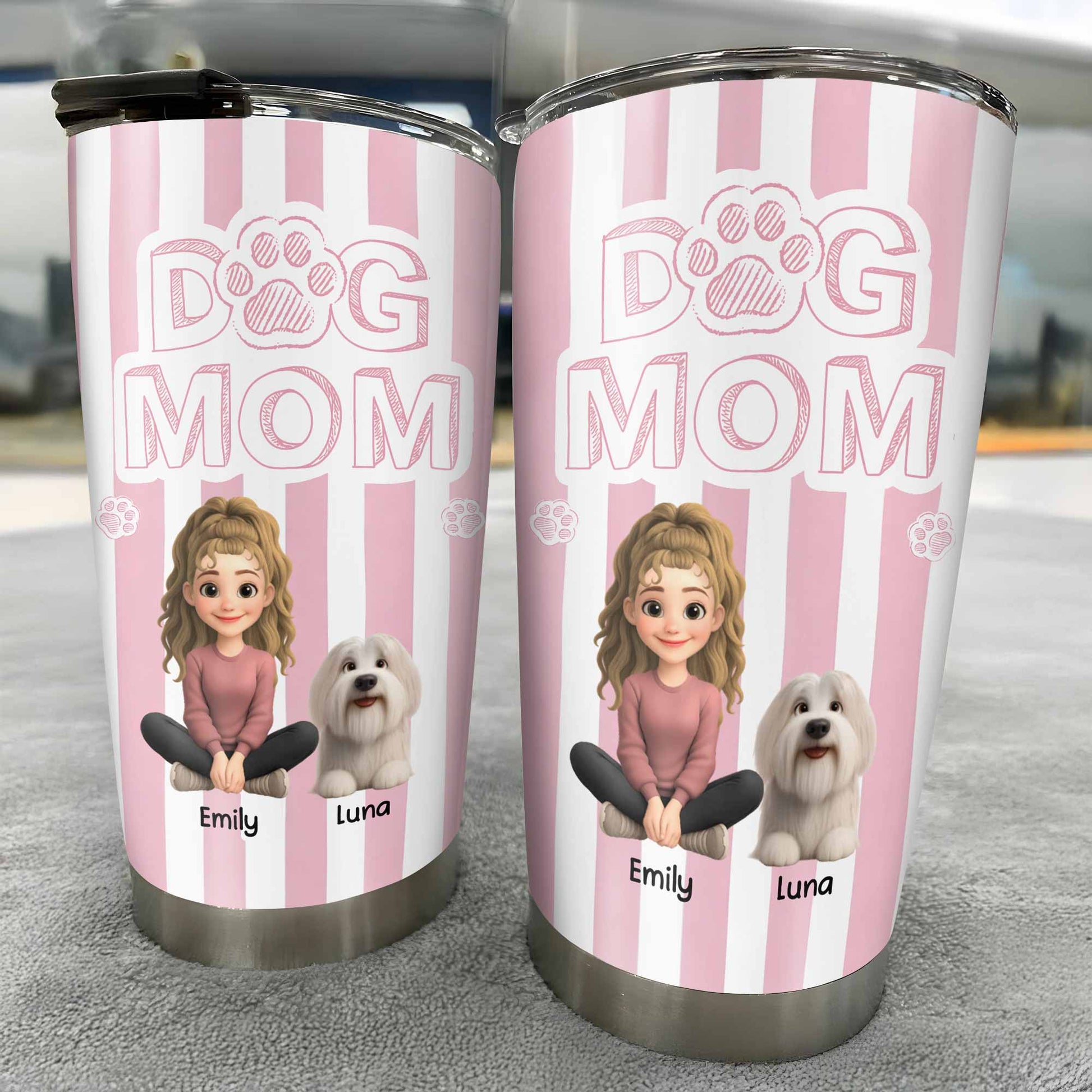 Dog Mom With Cute Stripes And Paw Design