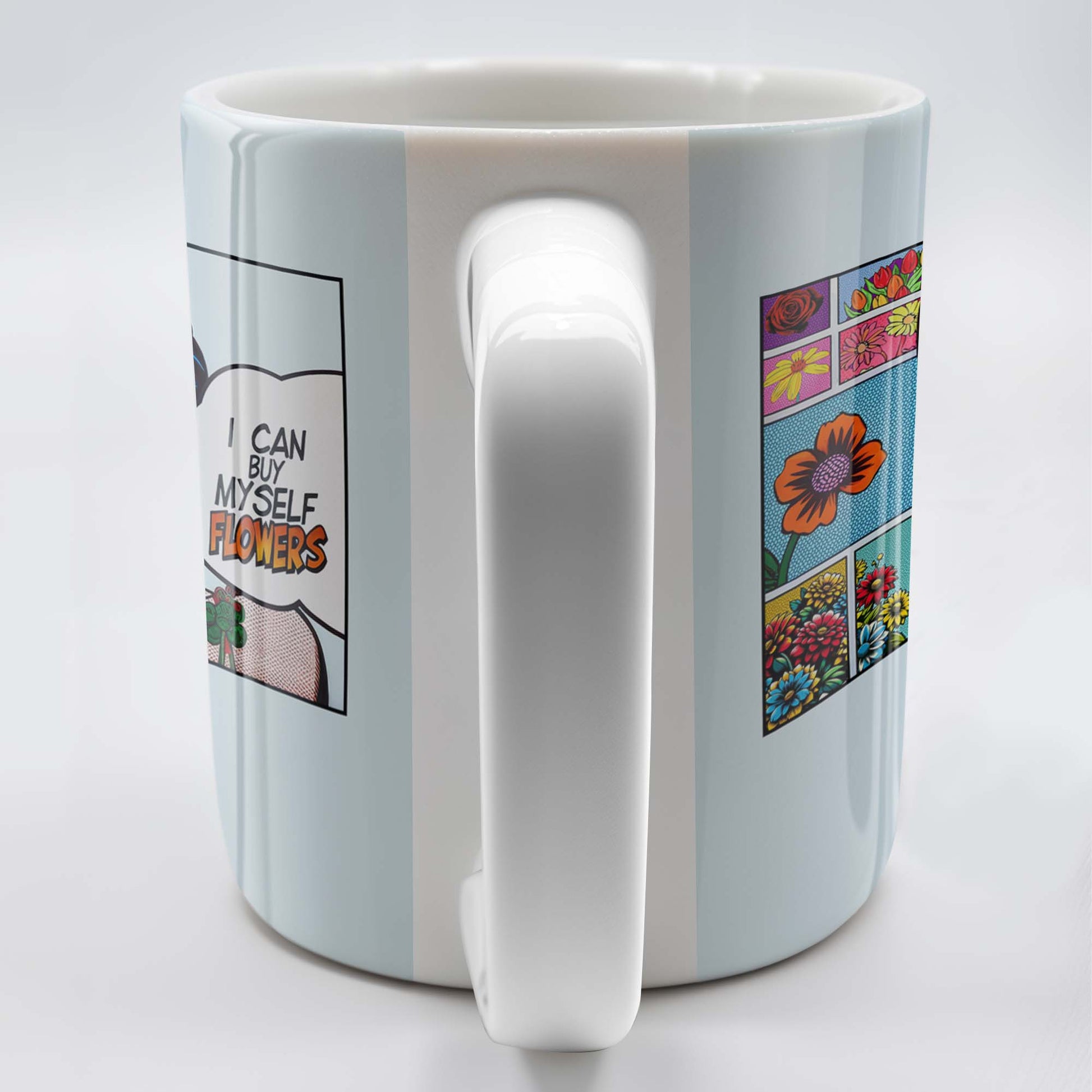I Can Buy Myself Flowers Mug With Comic Girl And Floral Design