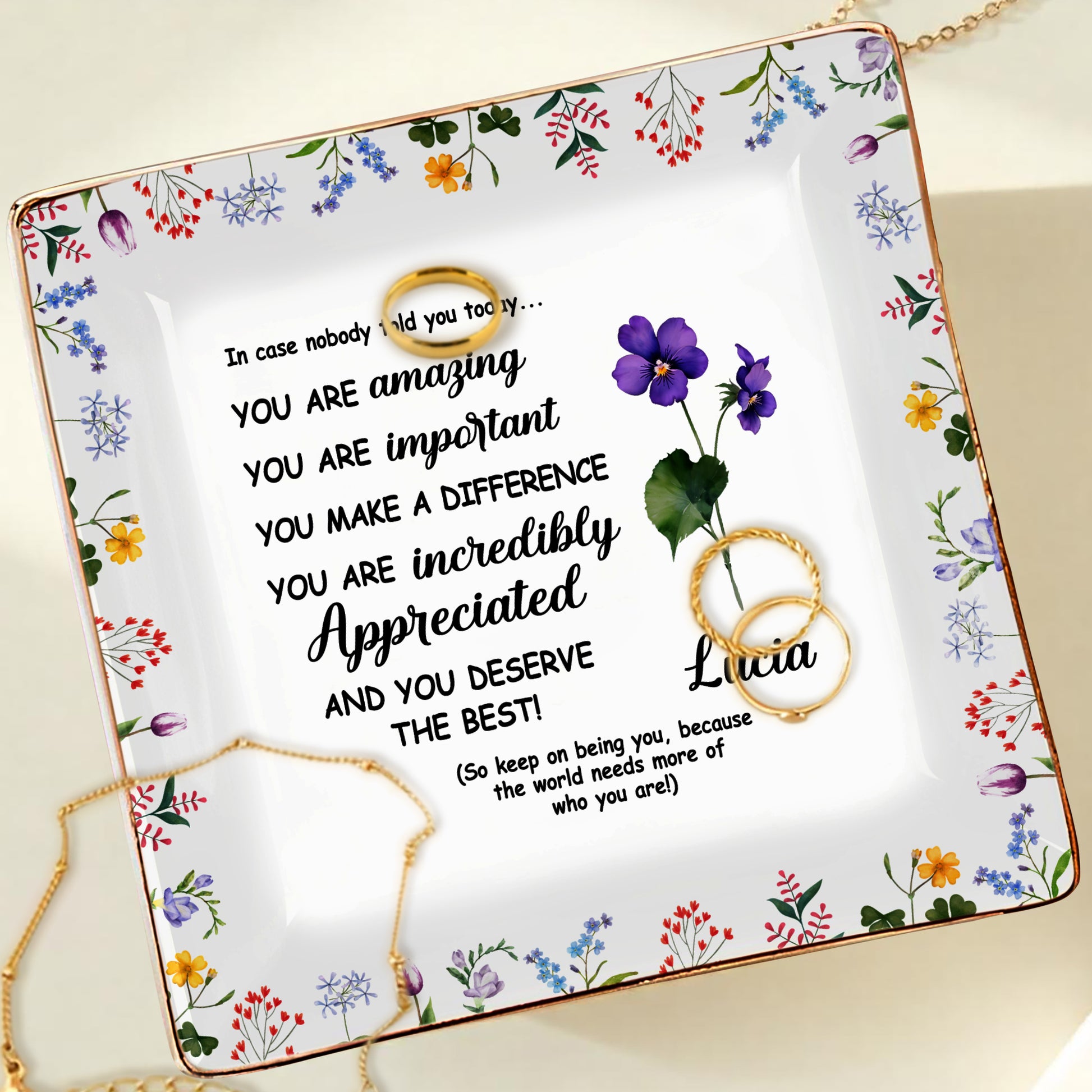 You Are Amazing Appreciation Ceramic Dish With Floral Design