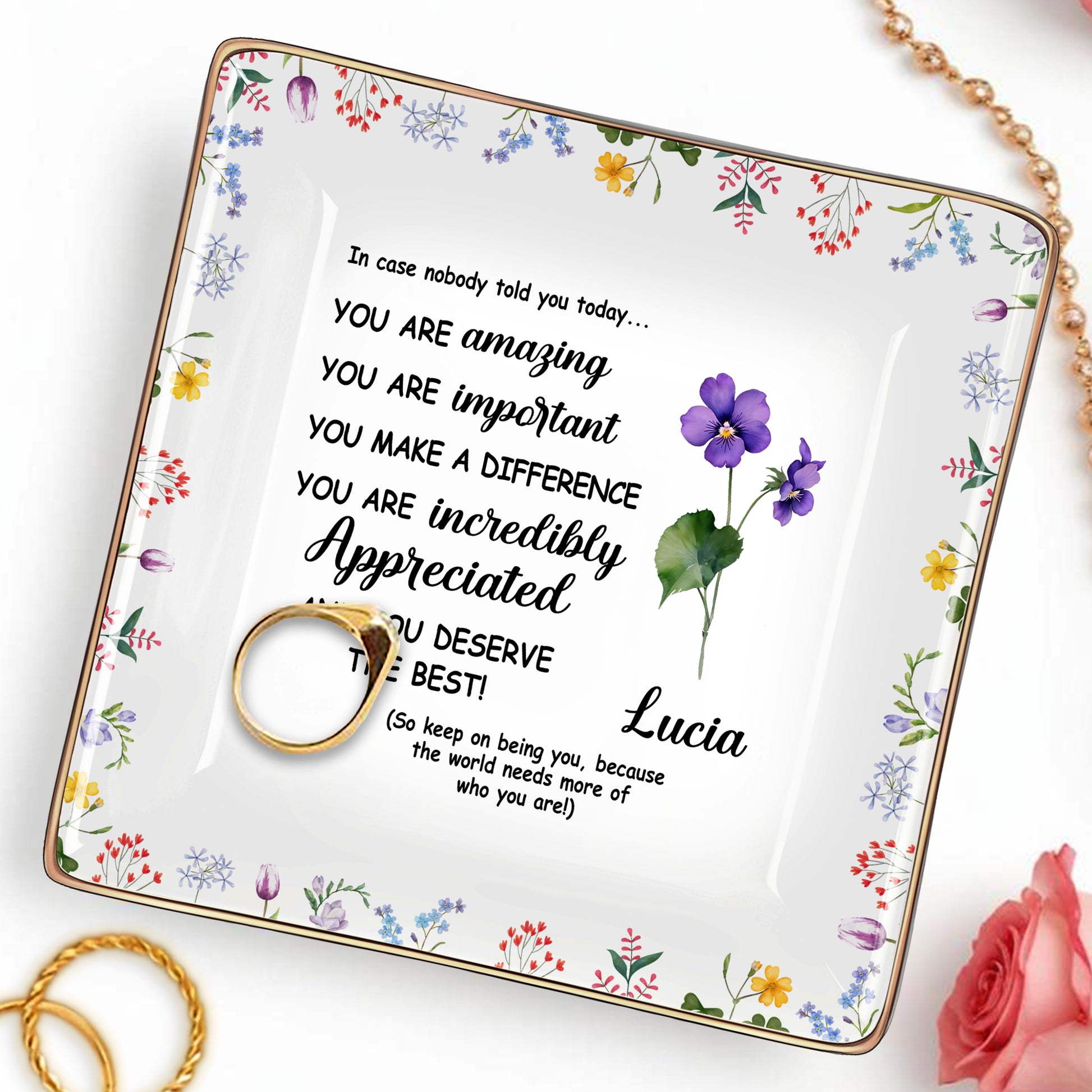 You Are Amazing Appreciation Ceramic Dish With Floral Design
