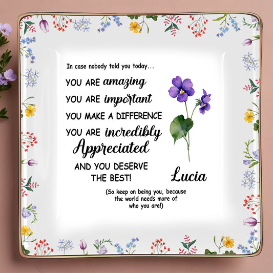 You Are Amazing Appreciation Ceramic Dish With Floral Design
