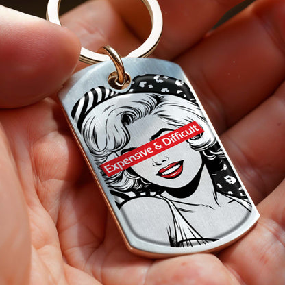 Expensive & Difficult Pop Art Style Woman Keychain