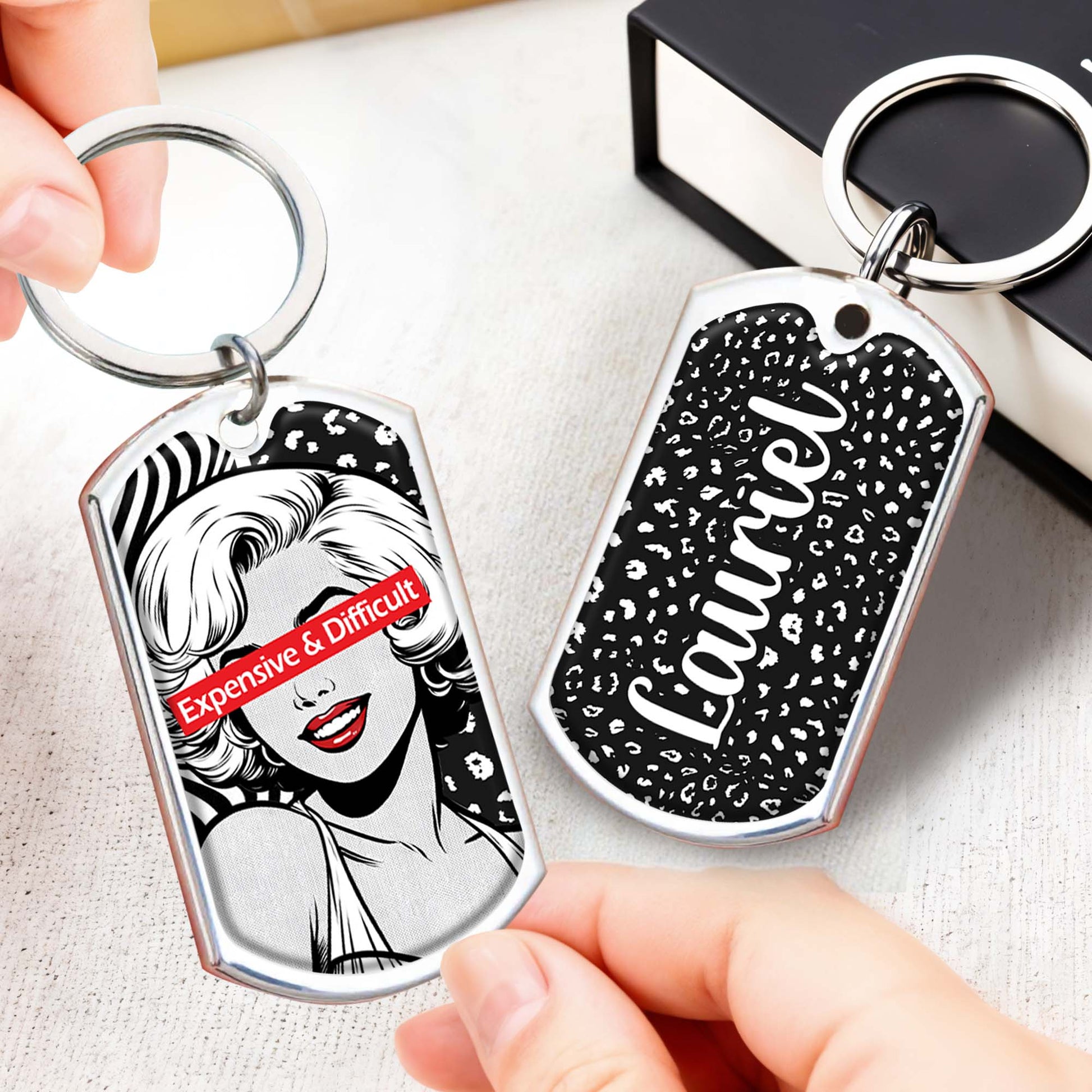 Expensive & Difficult Pop Art Style Woman Keychain