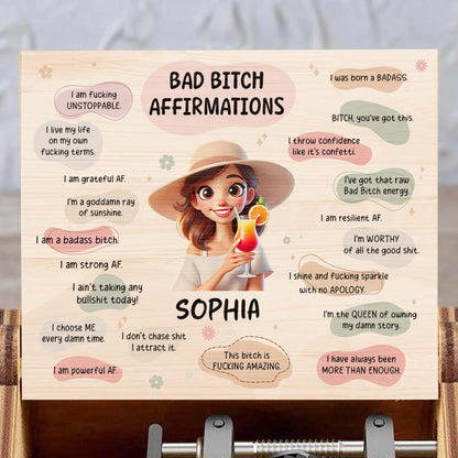 Bad Bitch Affirmations With Girl And Drink Design