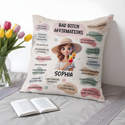 Bad Bitch Affirmations With Girl And Cocktail Design