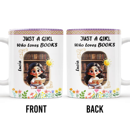 Just A Girl Who Loves Books With Flowers And Happy Sun Design