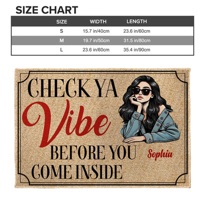 Check Ya Vibe Before You Come Inside, Stylish Woman Doormat