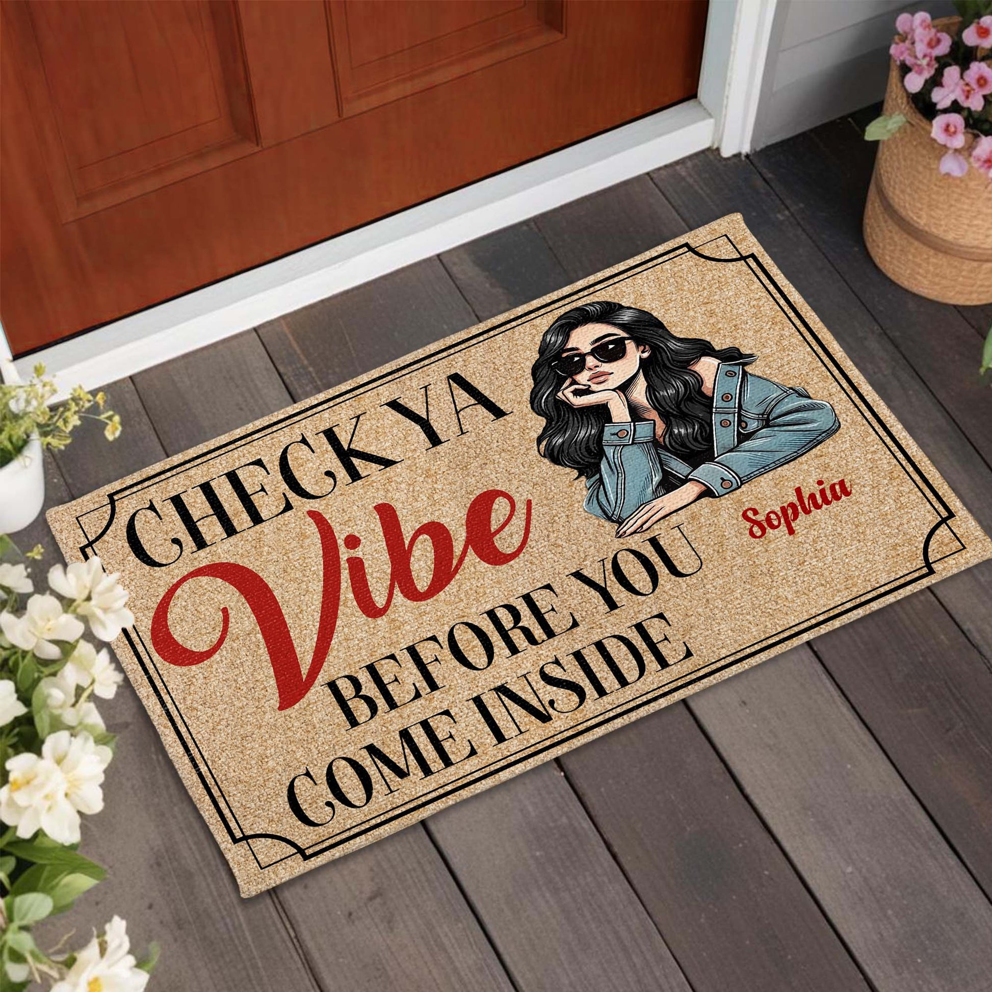 Check Ya Vibe Before You Come Inside, Stylish Woman Doormat