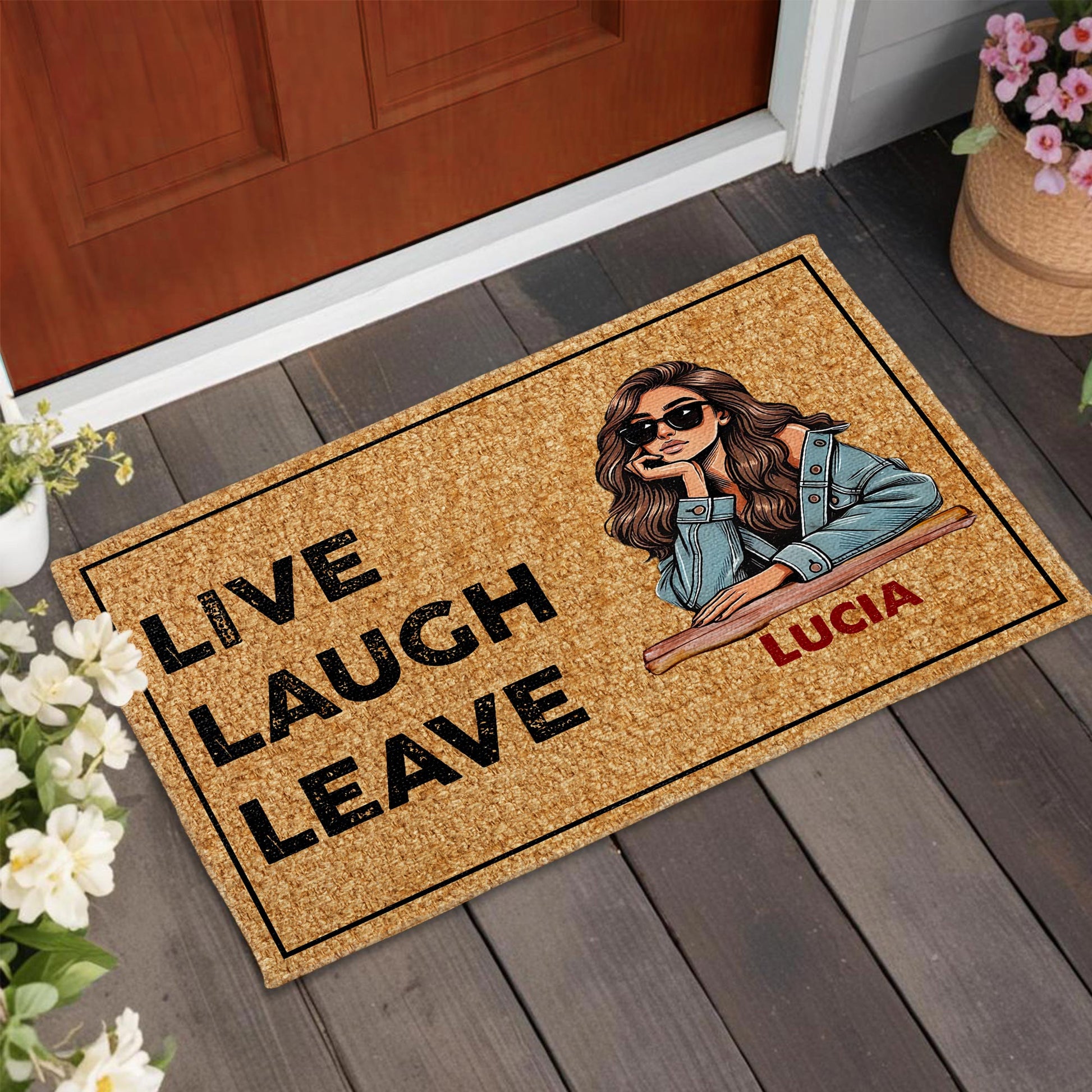Live Laugh Leave With Stylish Woman Design