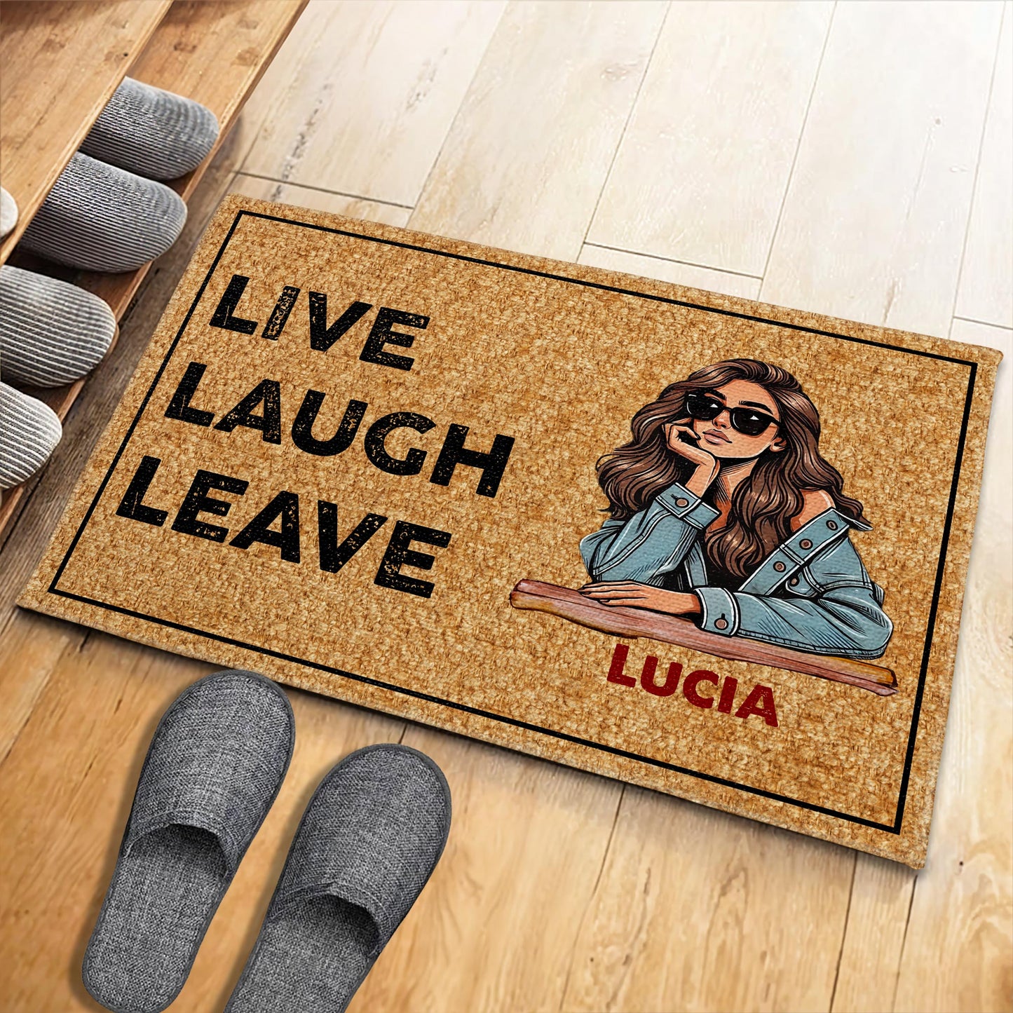 Live Laugh Leave With Stylish Woman Design