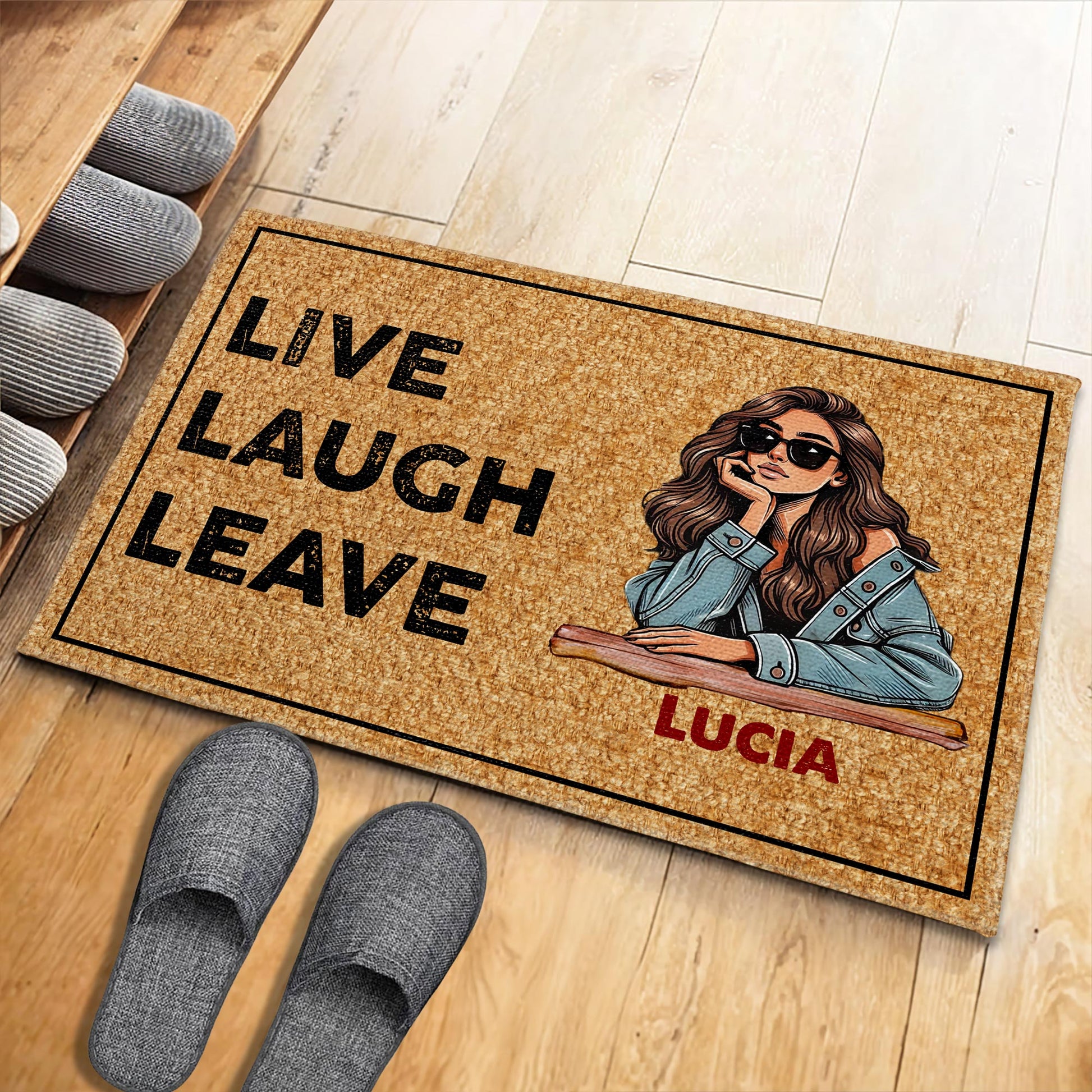 Live Laugh Leave With Stylish Woman Design