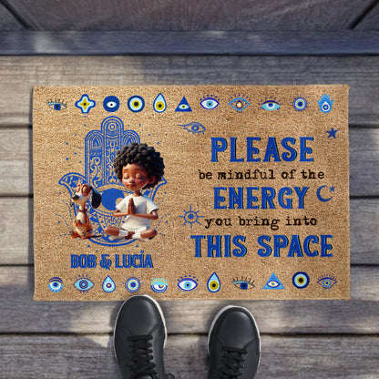 Mindful Energy Space With Meditating Child And Evil Eye